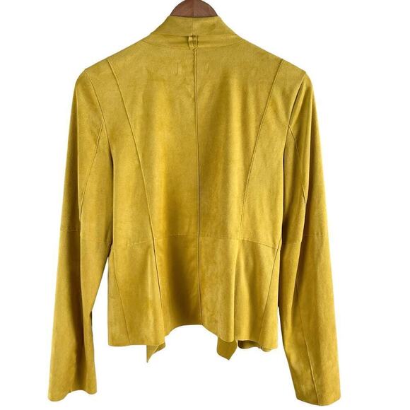 Bagatelle Faux Suede Drape Moto Jacket Blazer Open Front Yellow,‎ Size Small - Picture 12 of 15